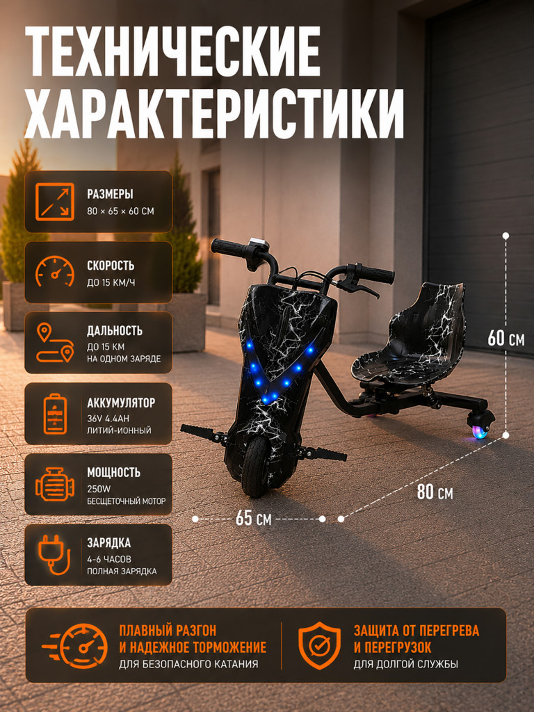 Электросамокат Samik Drift Car