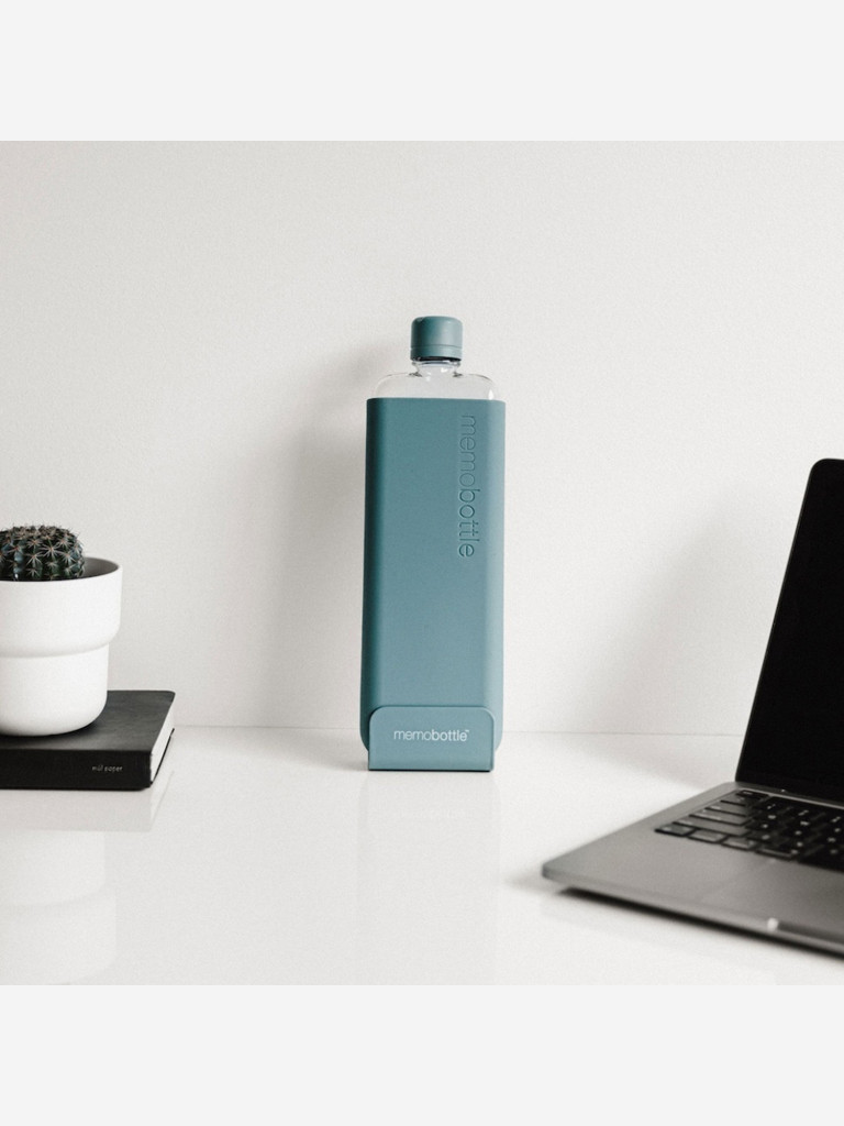 Бутылка с силиконовым чехлом Memobottle Slim, голубой