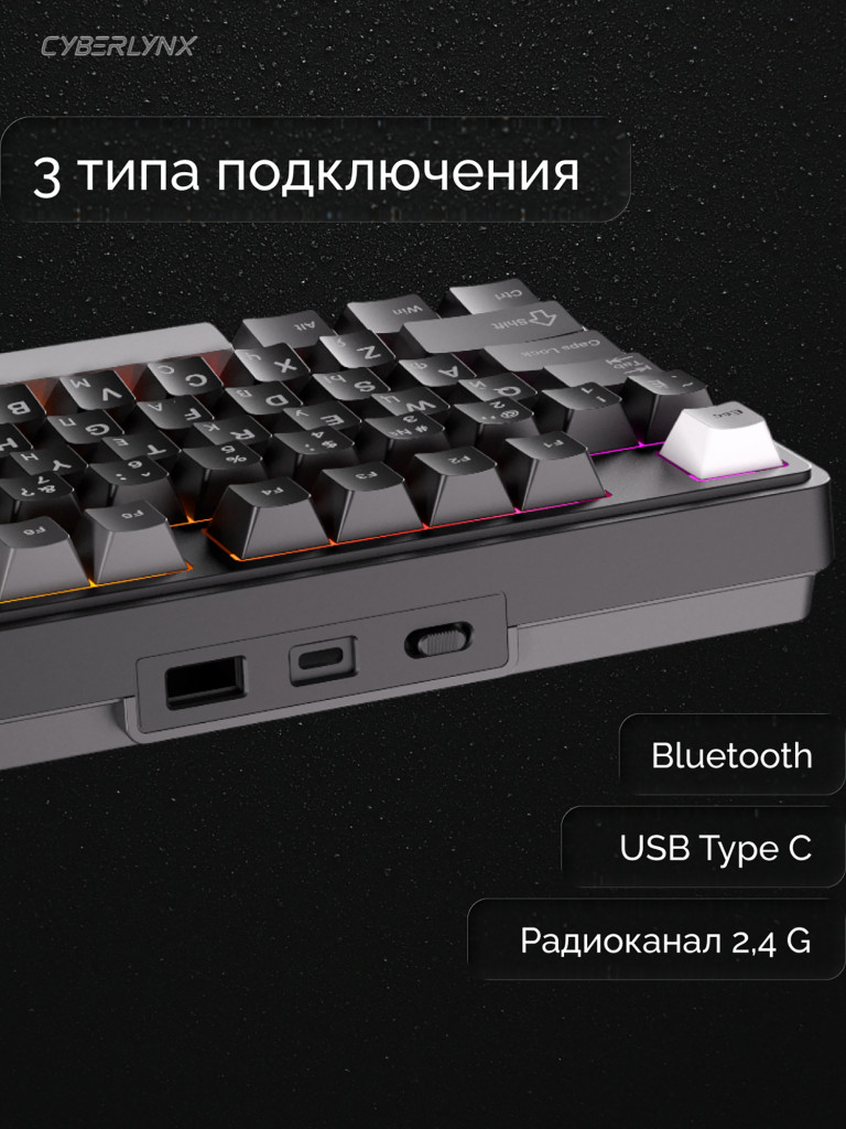Игровая клавиатура CyberLynx RX87 PRO (черный/белый/серый)