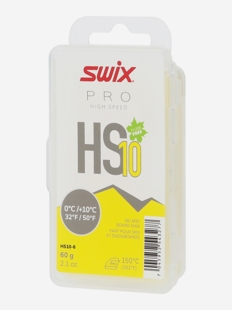 Мазь скольжения твердая Swix HS10 Yellow, 0°C/+10°C, 60 г