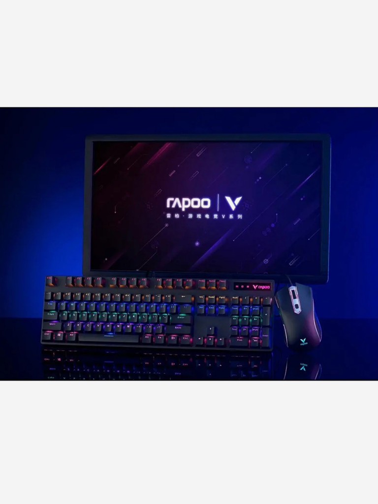 RAPOO Игровая механическая клавиатура+мышь проводная V150S, цвет - черный (13147)