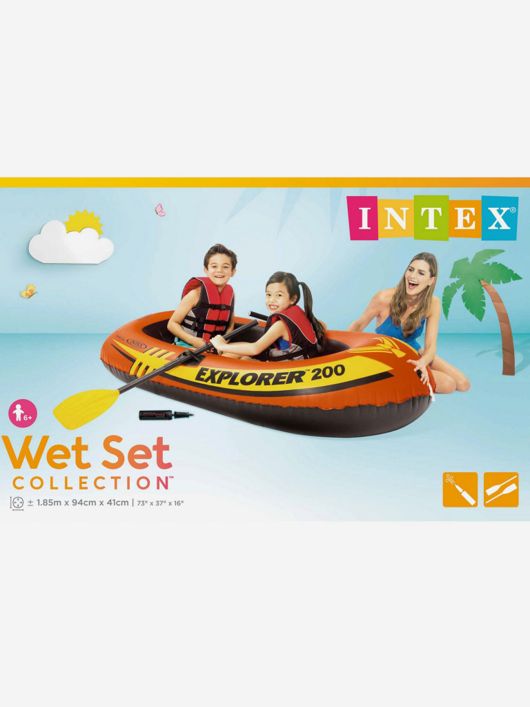 Лодка надувная Intex 58331 EXPLORER 200 SET, 2-мест. + ручной мини-насос, пластиковые весла