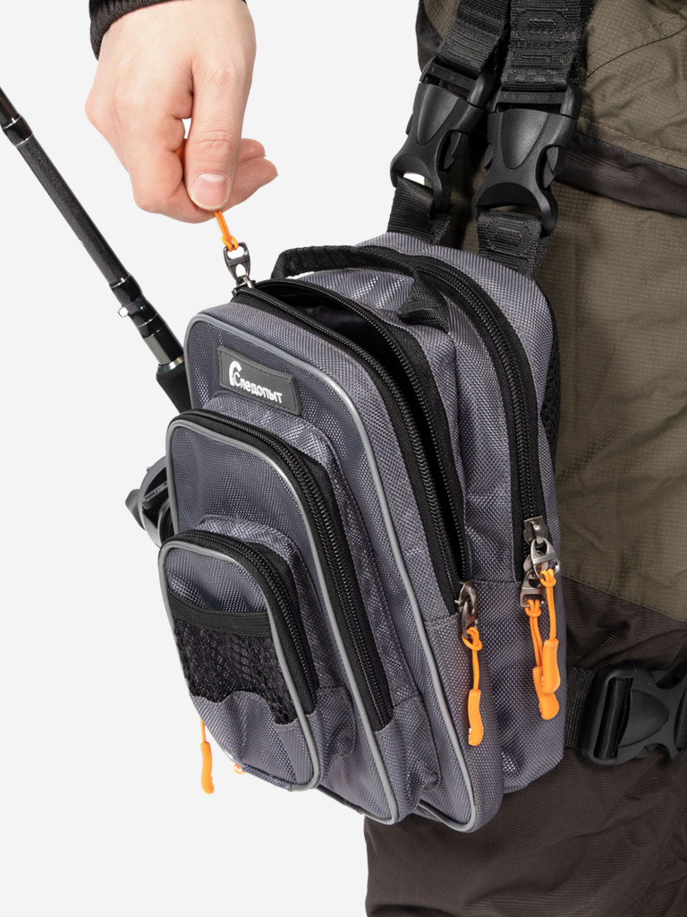 Сумка рыболовная Следопыт Street Fishing MultiLock Pocket, 16х19х24 см, цвет серый.