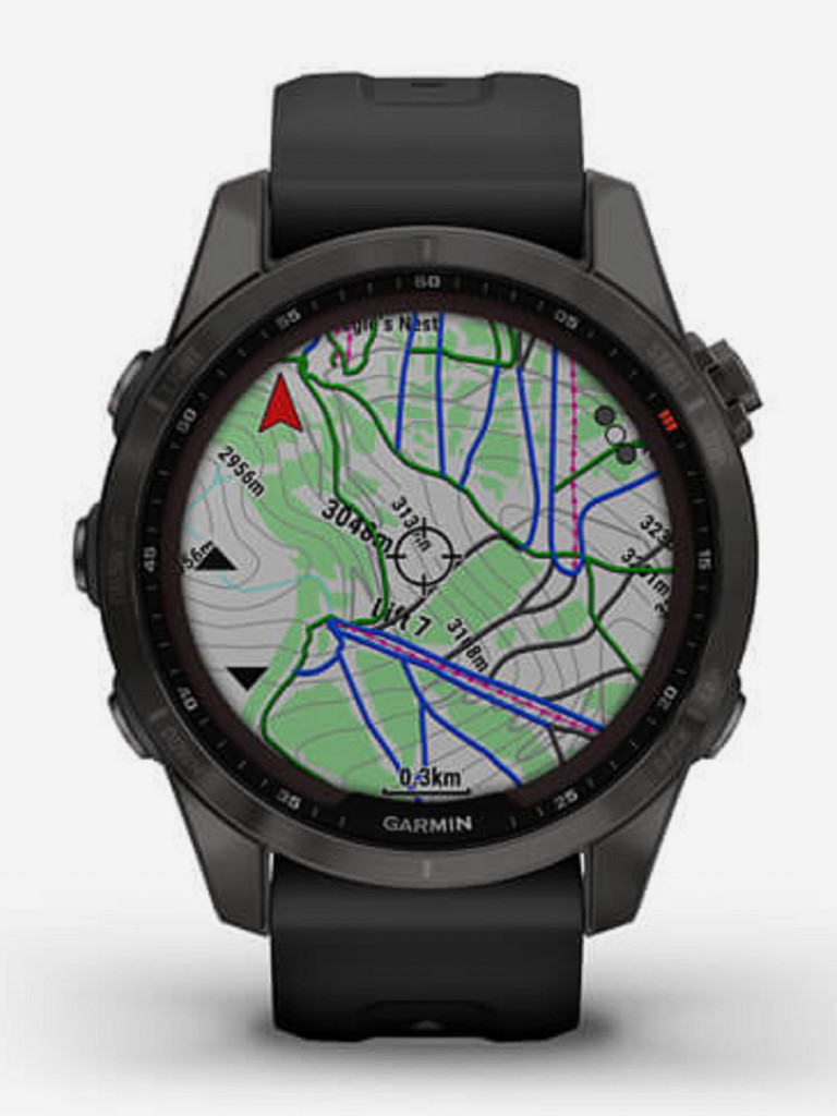 Часы Garmin Fenix 7S Sapphire Solar, титановый угольно-серый, сапфировое стекло Power Sapphire с технологией солнечной зарядки 010-02539-25