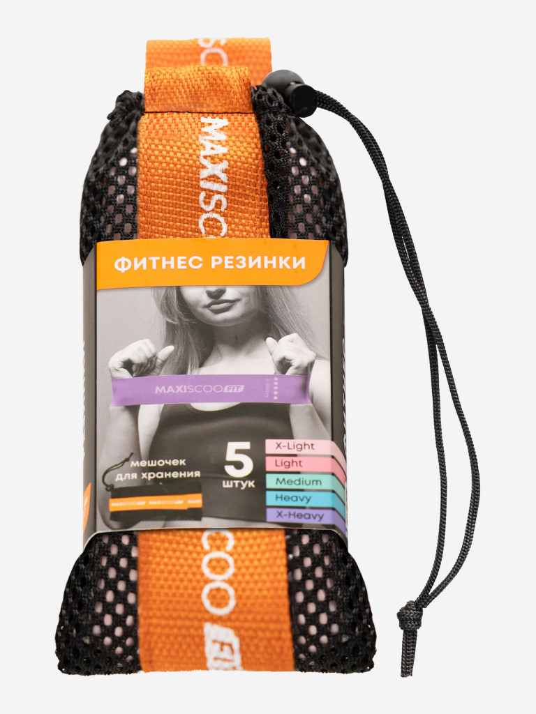 Набор Фитнес Резинок MAXISCOO FIT с Мешком для Хранения, 5 шт