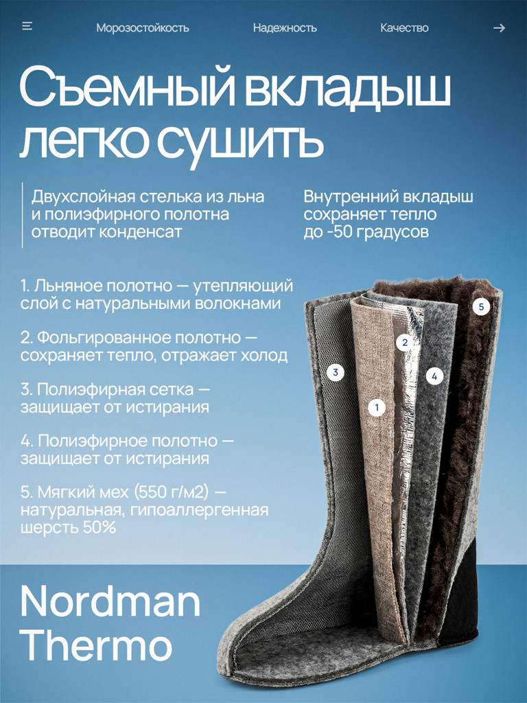 Сапоги мужские утепленные Nordman Quaddro с тэп подошвой