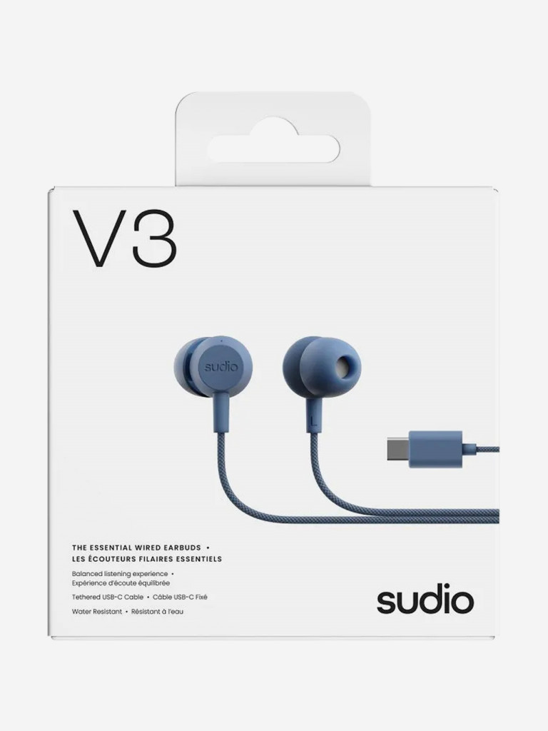 Проводные наушники Sudio V3 Wired Earbuds со встроенным микрофоном, чвет: синий