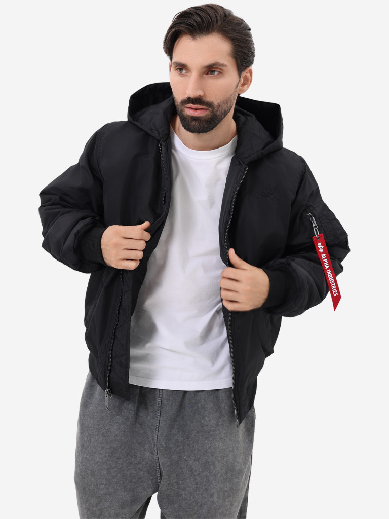 Бомбер утепленный мужской MA-1 Hooded Logo Oxford Alpha Industries