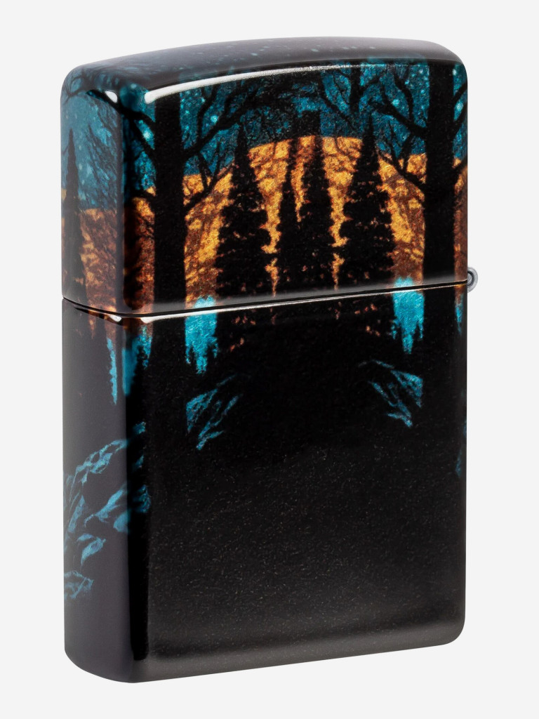 Зажигалка бензиновая ветроустойчивая Zippo Moonlight Wolf Design 540 Tumbled Chrome