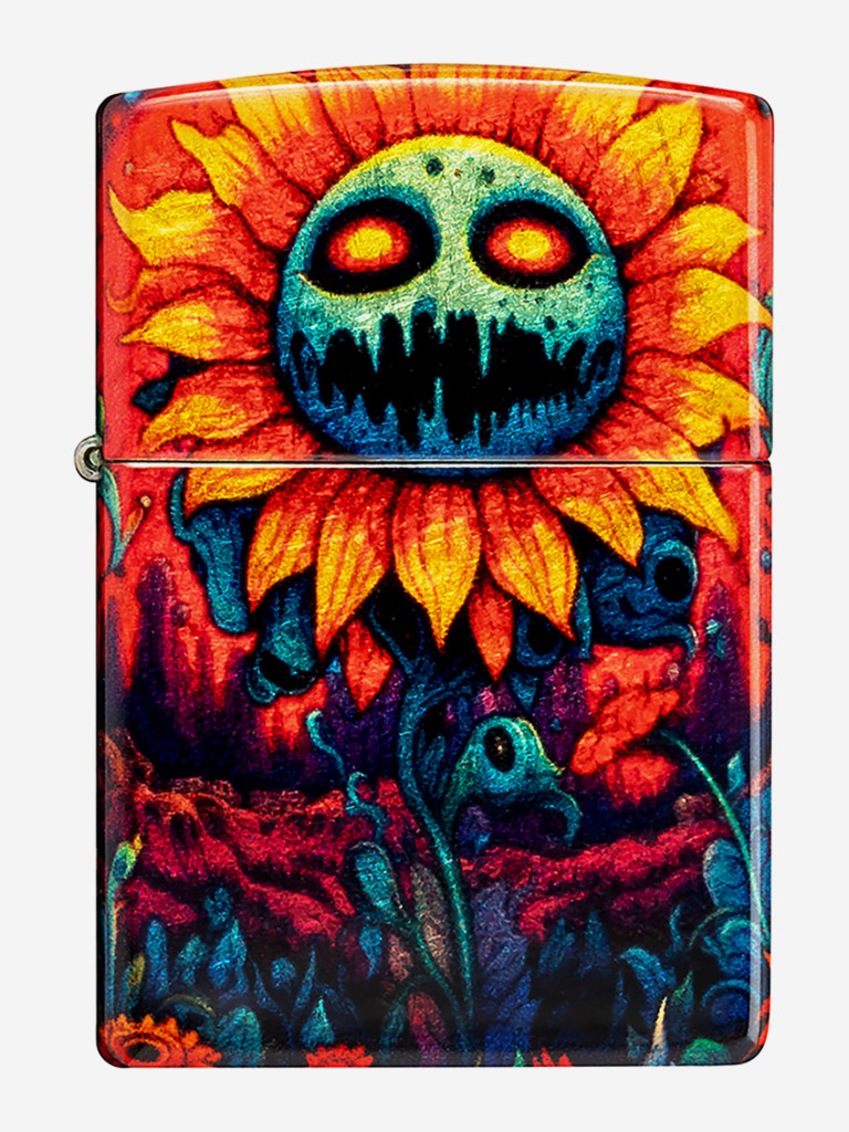 Зажигалка бензиновая ветроустойчивая Zippo Spooky Sunflower 540 Tumbled Brass