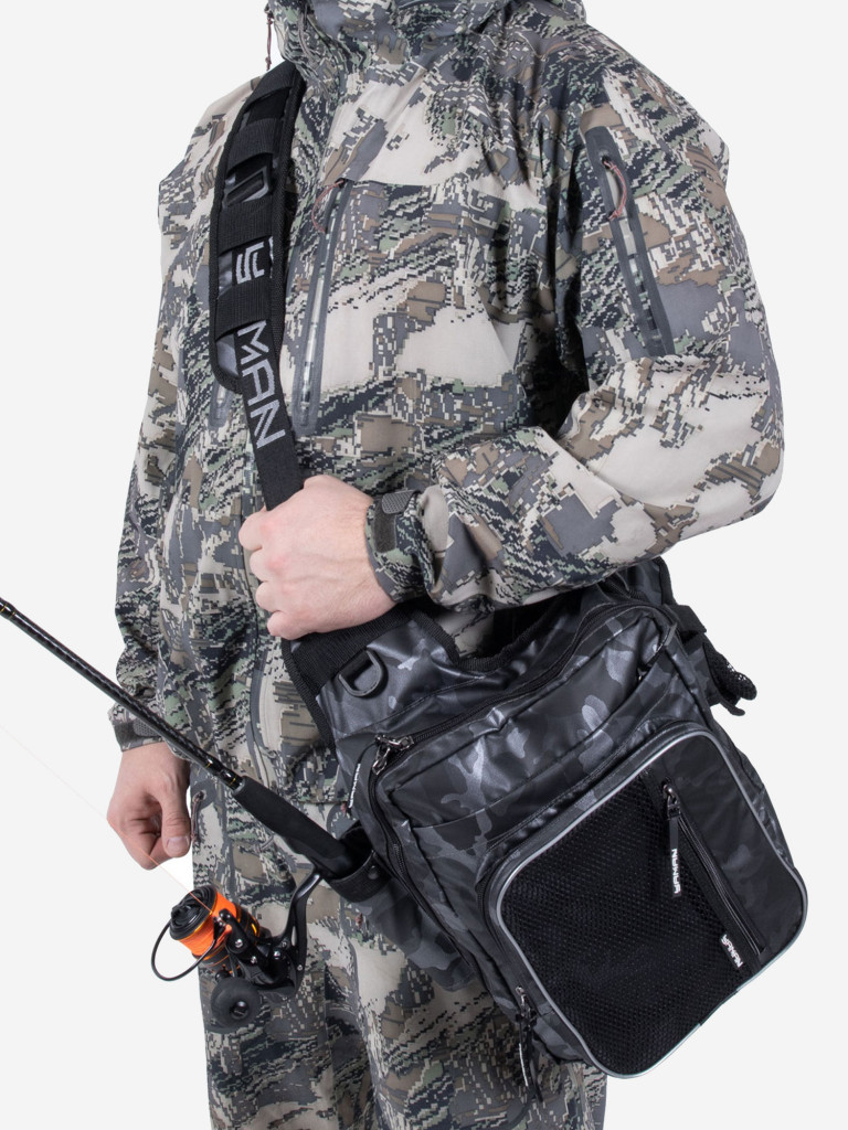 Сумка рыболовная Yaman Fishing Shoulder Bag, 40х43х10 см, цвет серый камуфляж.