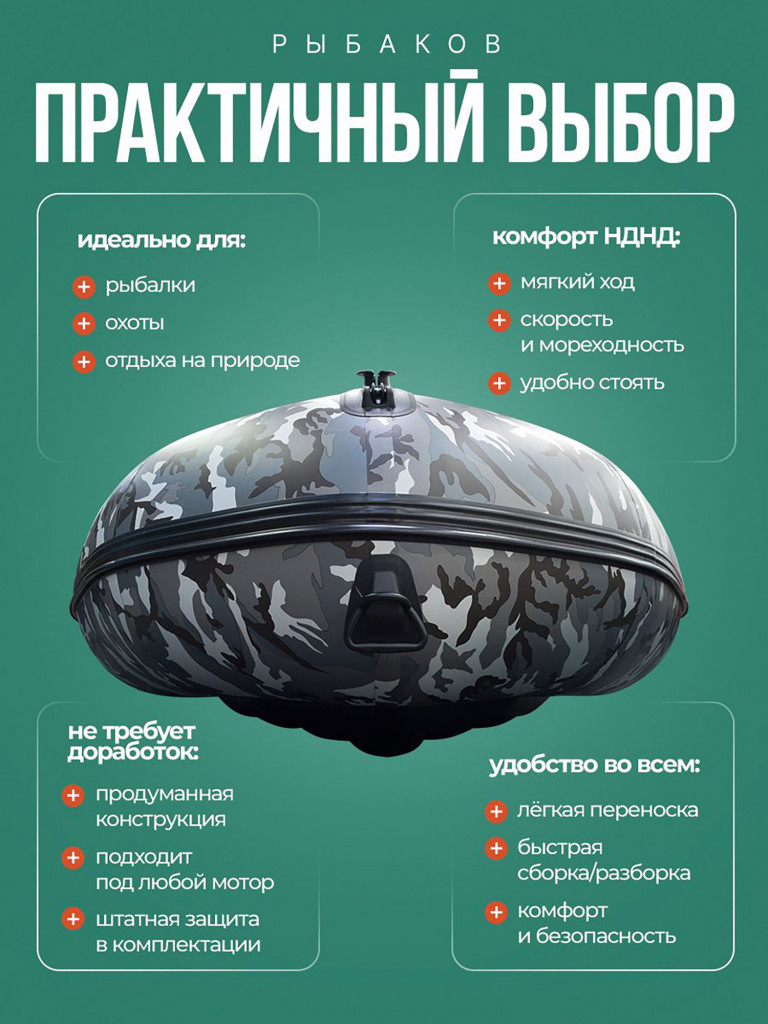 Лодка Хантер 350 ПРО - кмф/черный - Лодка ПВХ надувная, Hunterboat