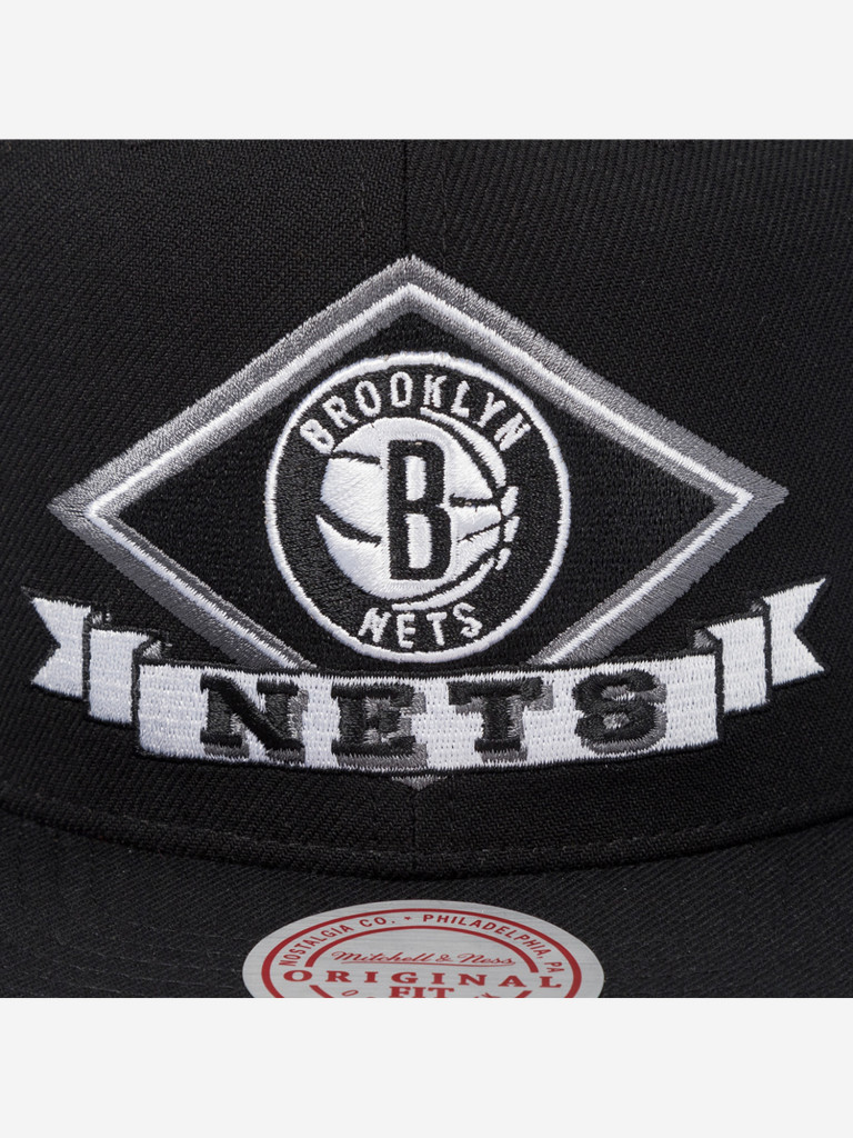 Бейсболка с прямым козырьком MITCHELL NESS HS9657-BNEBLCK Brooklyn Nets NBA (черный)