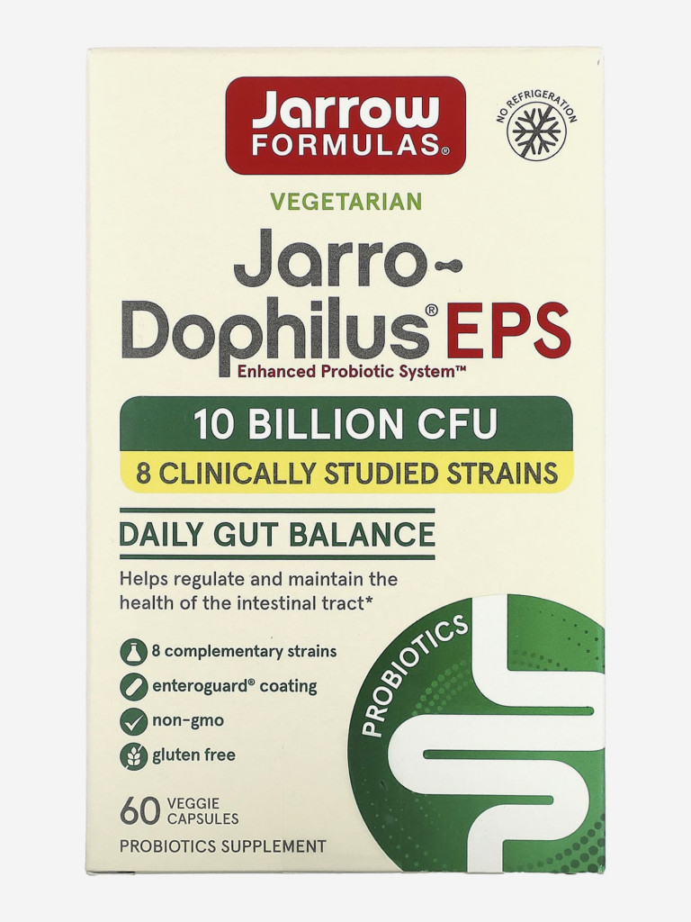 Пробиотики для взрослых, пребиотик, кишечник, Jarrow Formulas Jarro-Dophilus EPS 10 billion CFU 60 vcaps