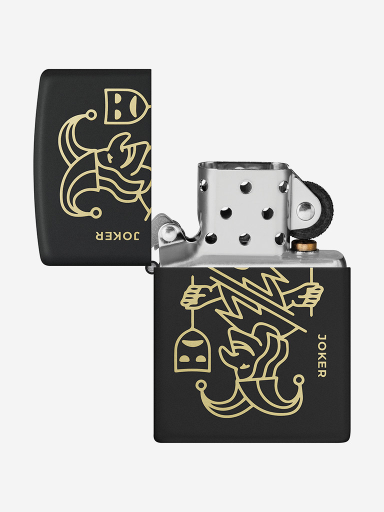 Зажигалка бензиновая ветроустойчивая Zippo Masked Joker Design Black Matte