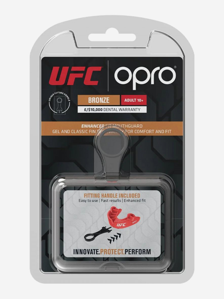 Боксерская капа взрослая, спортивная, защитная для зубов OPRO Self-Fit Bronze UFC - Red