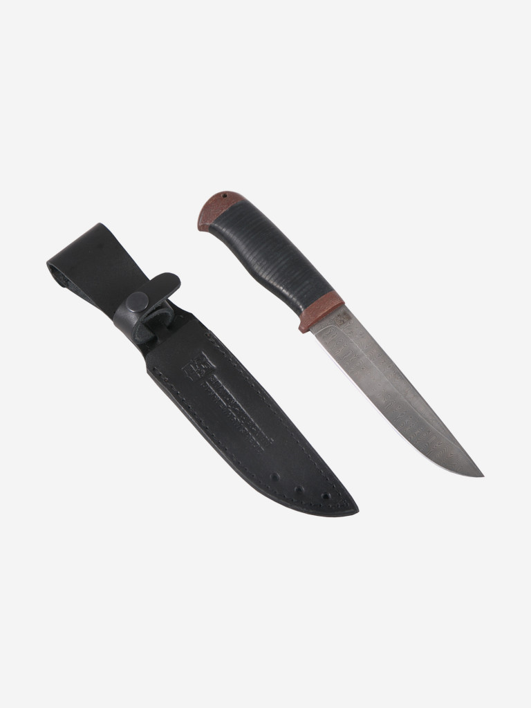 Нож Златоустовский оружейный завод Лиса (нержавеющая дамасская сталь, кожа/текст.) нож для туризма