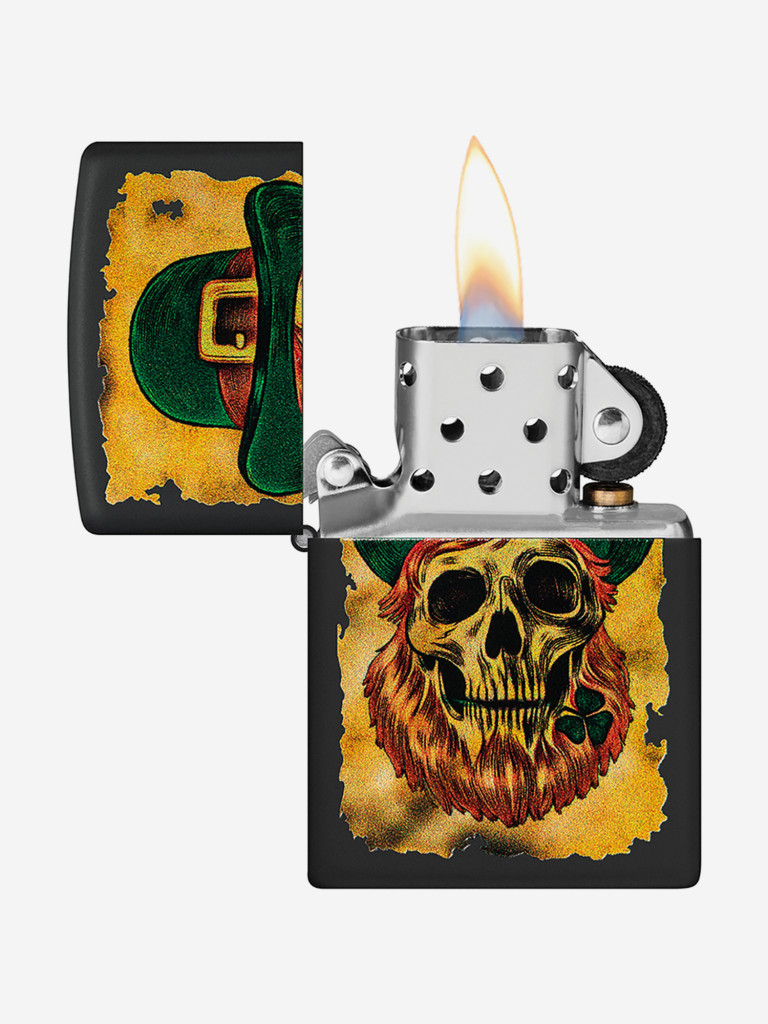 Зажигалка бензиновая ветроустойчивая Zippo Lucky Map Black Matte