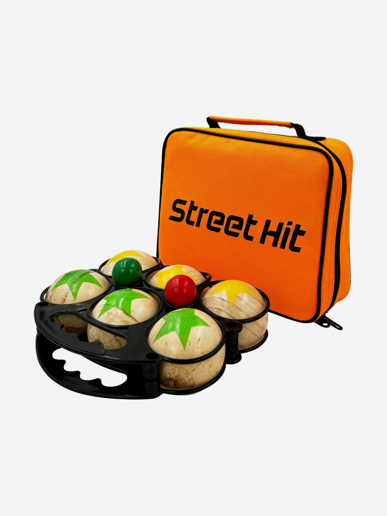 Набор для игры Street Hit Петанк, 6 шаров из дерева, зеленый+желтый