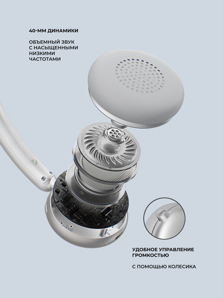 Беспроводные накладные наушники Stereo Light, bluetooth 5.4, 300 мАч