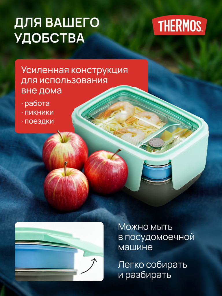 Ланч бокс контейнер для еды THERMOS, на работу, в школу, 1,3 л