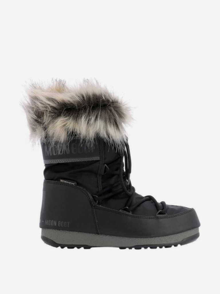 Сноубутсы женские Moon Boot черно-желтые