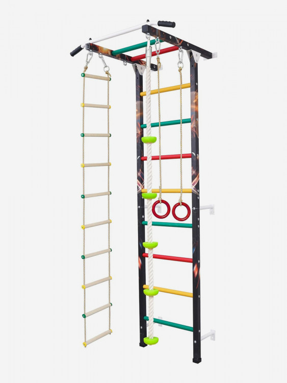 Шведская стенка с турником, веревочной лестницей, кольцами, канатом с упорами, тарзанкой Sportlim Fire