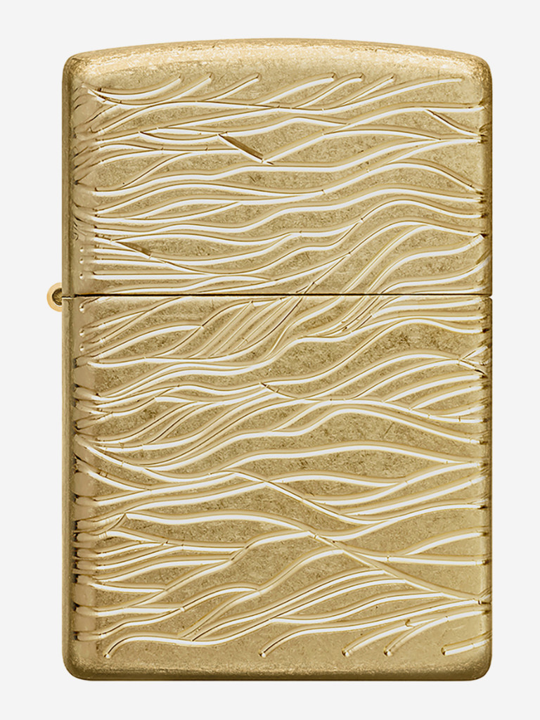 Зажигалка бензиновая ветроустойчивая Zippo Armor Luxury Waves Design Tumbled Brass