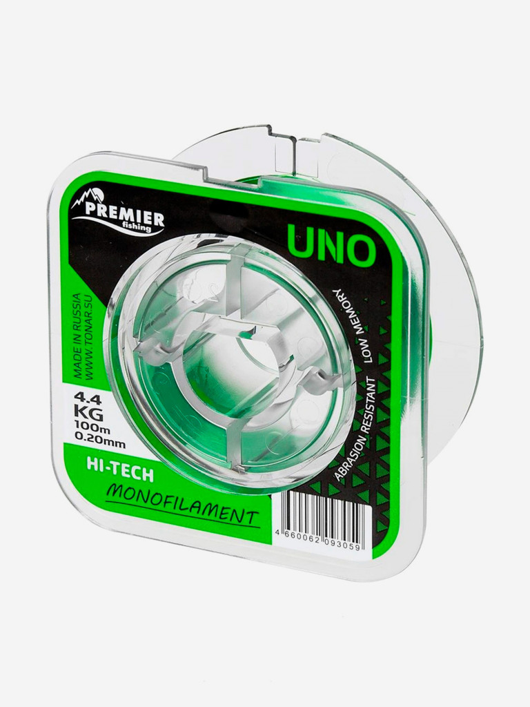 Леска для рыбалки Premier Fishing UNO Nylon 0,20мм, 100м, 4,4кг, зеленый