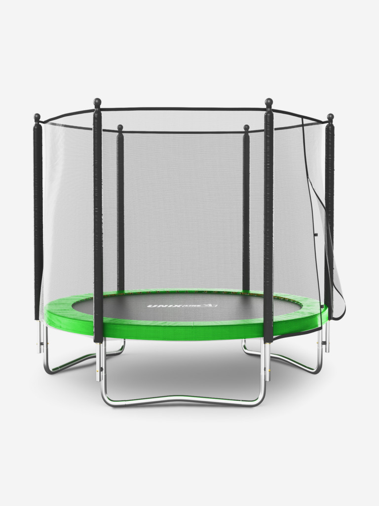 Батут каркасный UNIX Line Simple 8 ft Green с внешней защитной сеткой, общий диаметр 244 см, до 140 кг
