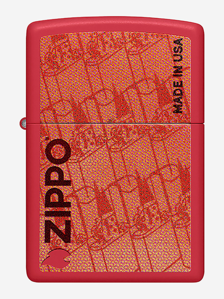 Зажигалка бензиновая ветроустойчивая Zippo Made in USA Design Red Matte