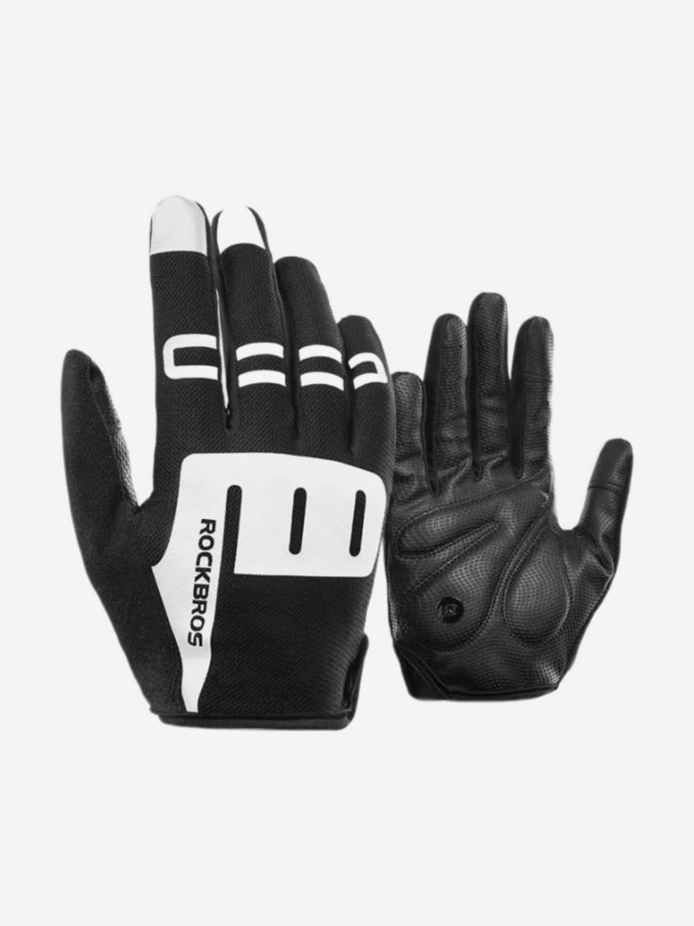 Велоперчатки ROCKBROS Reflective р. S черные, длинные пальцы, кожаные со светоотражателями