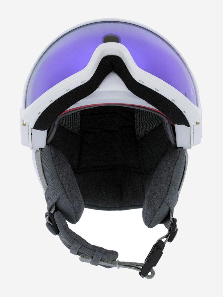 Горнолыжный шлем с визором Alpina Alto Q-Lite white matt (blue revo)