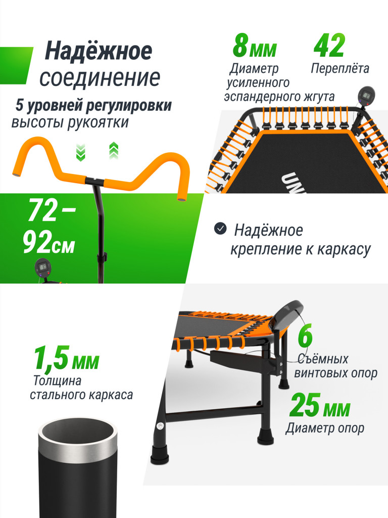 Батут спортивный для фитнеса и джампинга UNIX Line Fitness Pro 125 см, оранжевый