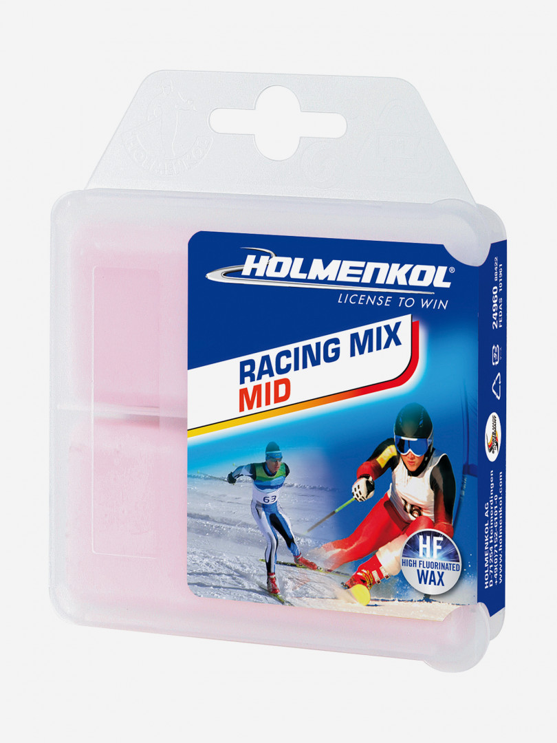 фото Мазь скольжения твердая для лыж и сноубордов holmenkol racing mix mid, розовый
