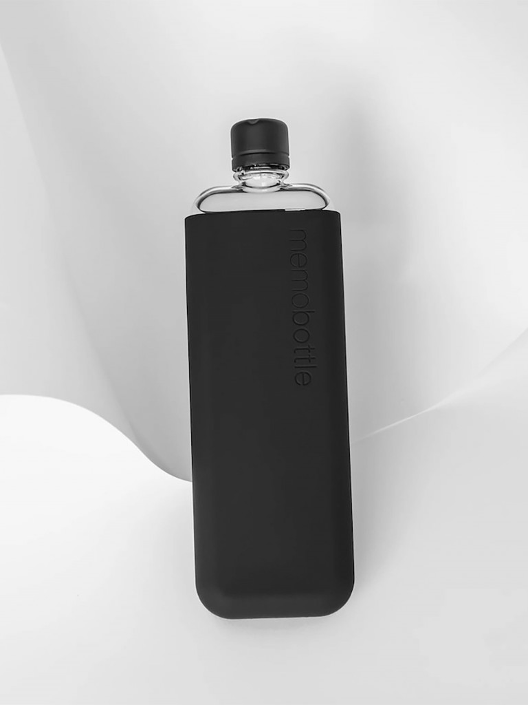 Бутылка с силиконовым чехлом Memobottle Slim, черный