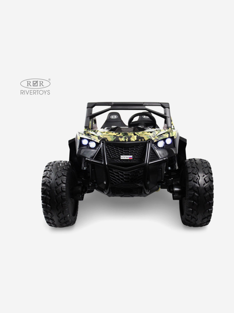 Детский электромобиль RIVERTOYS A707AA LUX NEW 4WD зеленый камуфляж