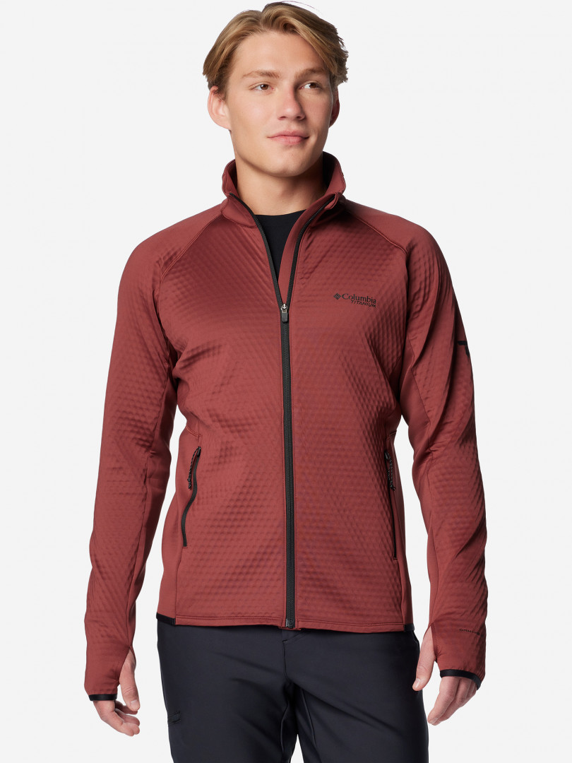 фото Джемпер флисовый мужской columbia crystal leaf omni-heat helix full zip, коричневый