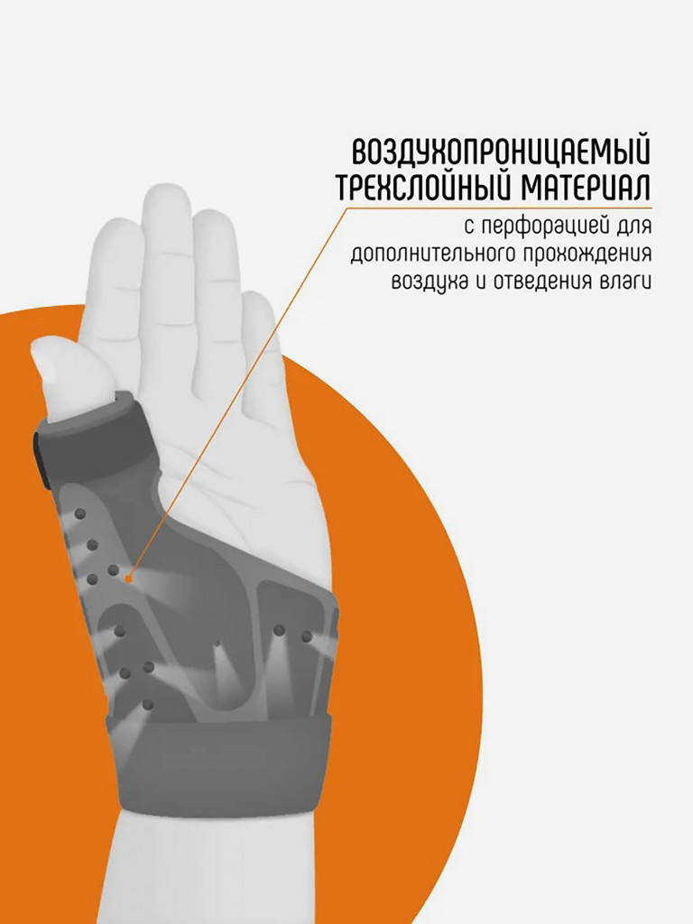 Ортез лучезапястный на большой палец руки ORLIMAN, бандаж на запястье, фиксатор пястно-фаланговый Испания, фиксатор при тендините, артрите, после травмы M770 р.1