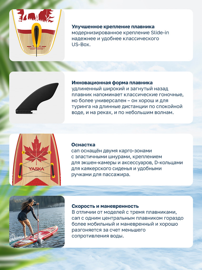 Сапборд надувной YASKA YUKON 335x88x15 см (красно-белый)