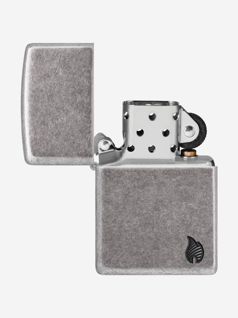 Зажигалка бензиновая ветроустойчивая Zippo Armor Пламя Flame Antique Silver
