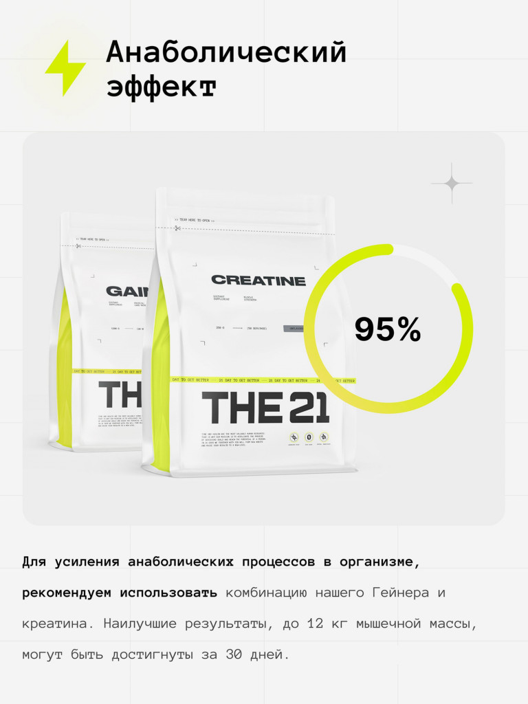 THE 21 Gainer Гейнер Карамель /CARAMEL/ Спортивное питание для набора мышечной массы, 1кг