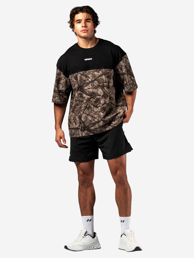 Футболка мужская спортивная NEBBIA Oversized Tee POWER 898 Light brown camo