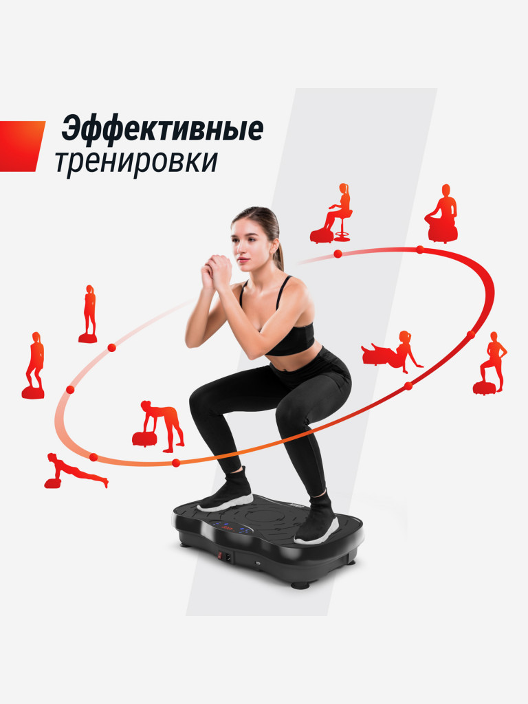 Виброплатформа UNIX Fit Intensive 2D вибро тренажер для похудения и пресса, горизонтальные колебания 1-15 Гц, черный