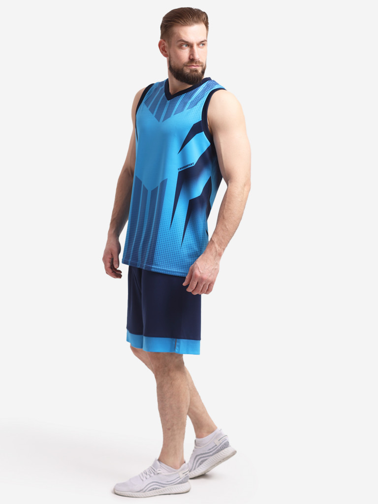 Баскетбольная форма комплект футболка с шортами CROSSSPORT Бфкм-010 голубой