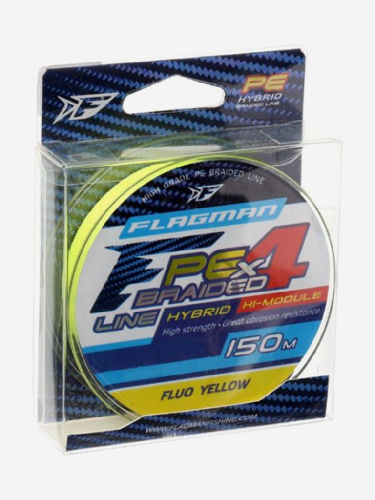 Шнур FLAGMAN PE Hybrid F4 150м Fluo Yellow 0.32мм 18.2кг 40lb