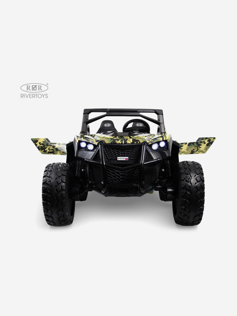 Детский электромобиль RIVERTOYS A707AA LUX NEW 4WD зеленый камуфляж