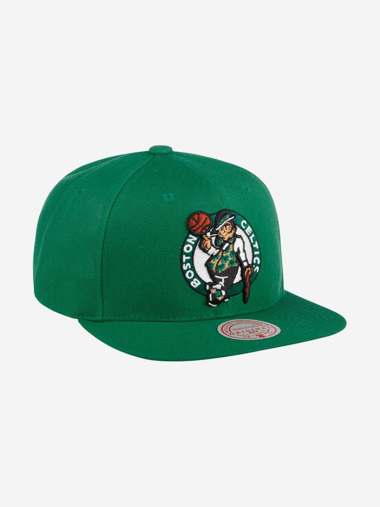 Бейсболка с прямым козырьком MITCHELL NESS HHSS3256-BCEYYPPPGREN Boston Celtics NBA