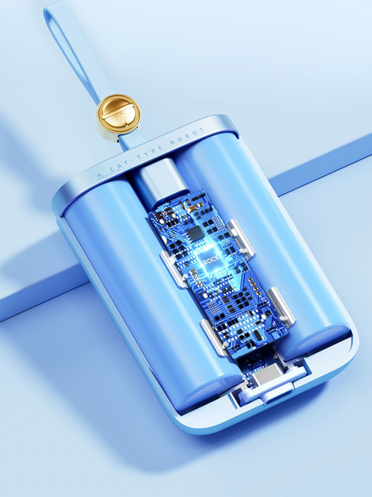 Внешний аккумулятор с авторским дизайном Doraemon PowerSack Fast Charging Power Bank with Cable 10000mAh синий
