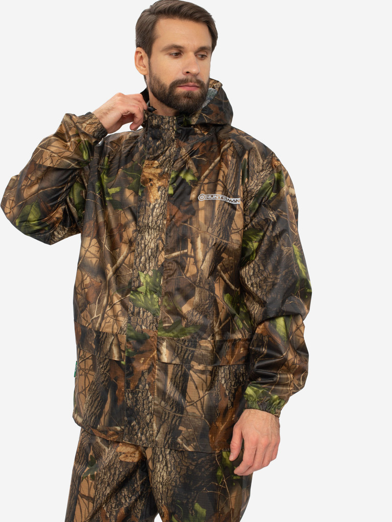 Костюм-дождевик мужской Huntsman ВВЗ Склон-2 для рыбалки и охоты, ткань таффета 3000 мм вод.ст.